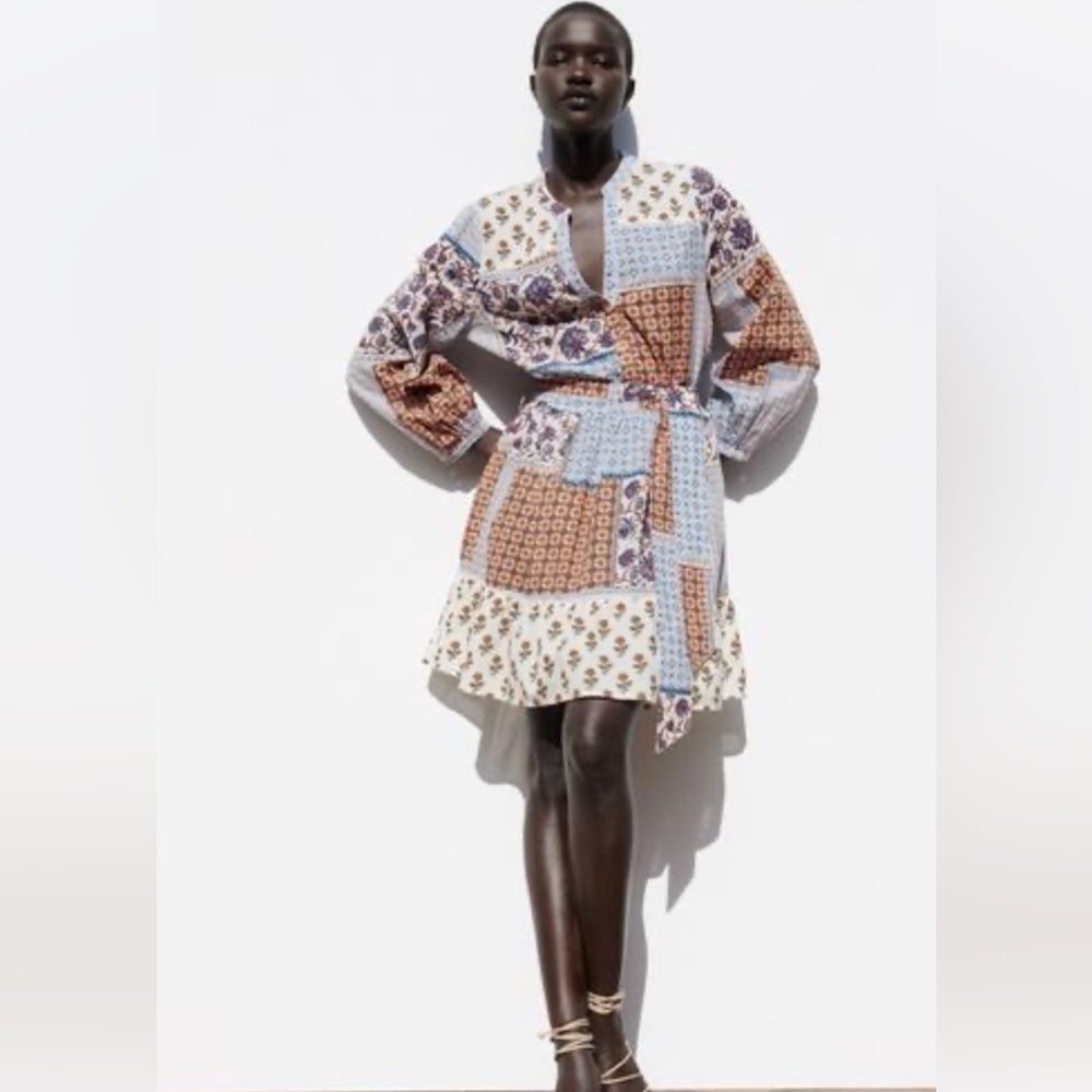 Zara Multicolored Patchwork Dress - Medium - Miss… - image 1